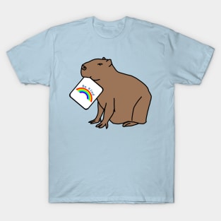 Cute Capybara Says Be Kind With a Rainbow T-Shirt